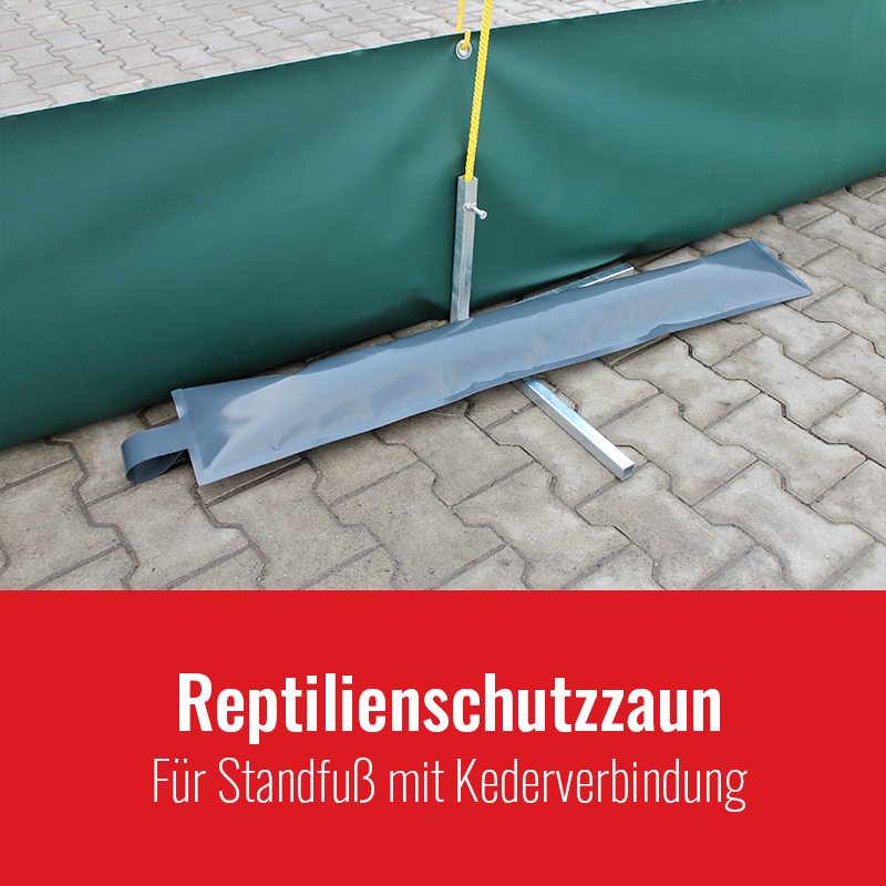 Reptilienschutzzaun mit Standfuss mit Beschriftung